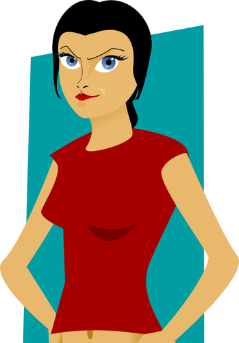 Of Suspicious Girl With A Red Top Clipart