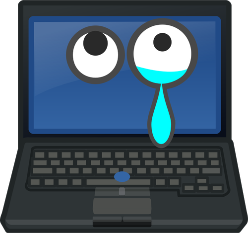 Laptop Crying Eye Looking Up On The Screen Clipart