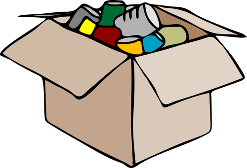 Of Cardboard Box Full Of Waste Clipart