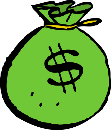 Green Money Bag Cartoon Style Clipart
