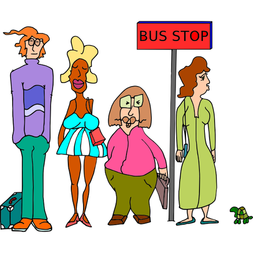 People At A Bus Stop Clipart