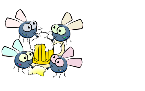Flies Drinking Beer Clipart