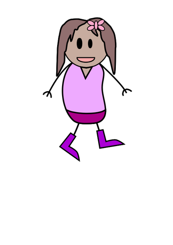 Of Girl Stick Figure In Purple Clothes Clipart