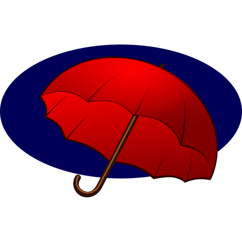 Red Umbrella On A Blue Background Clipart
