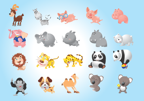 Pack With Different Animals Clipart