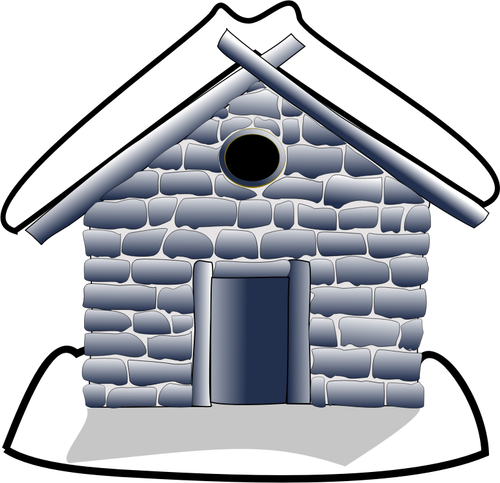 Of Small House Under Snow Grayscale Clipart