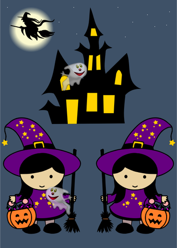 Twin Witches Clipart
