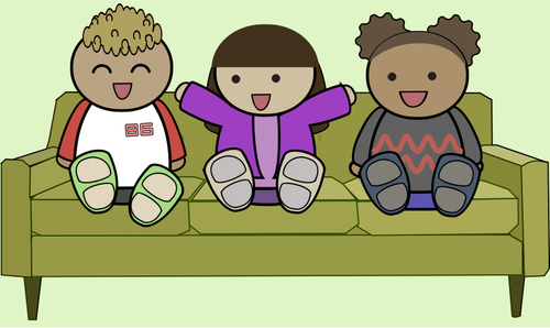 Kids On A Sofa Watching Tv Clipart