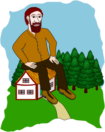 Giant Sitting On A House Clipart