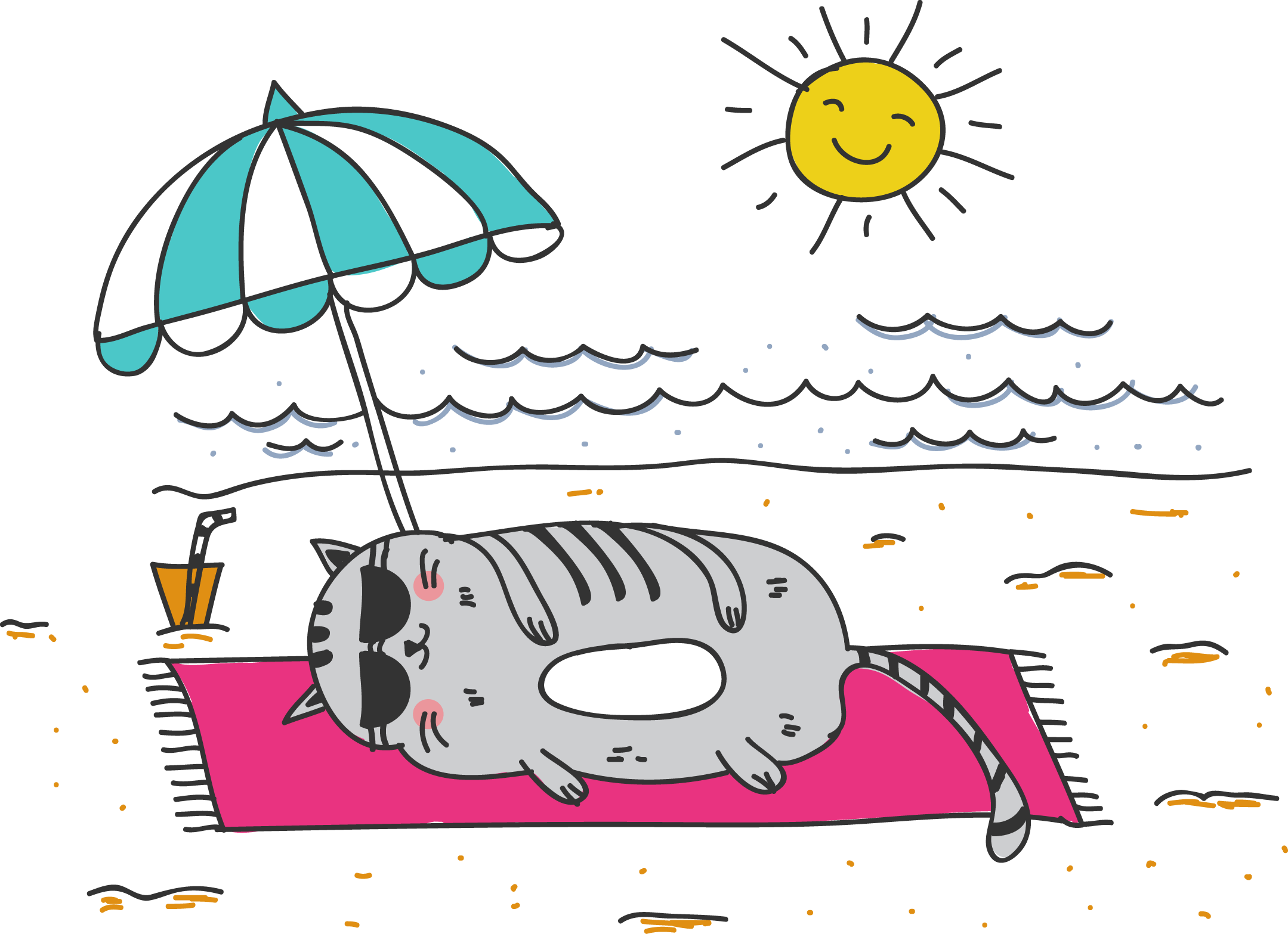 Lazy Sleeps Illustration Cat PNG Image High Quality Clipart
