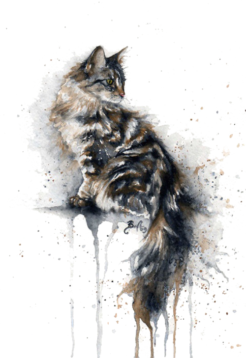On Elevated Cat Watercolor Kitten Painting Drawing Clipart