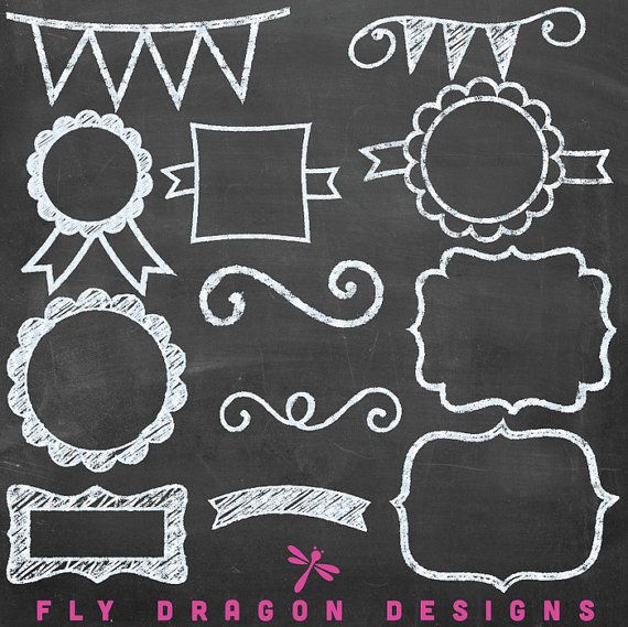 Chalk Chalkboard Banners Frames Tags Labels Overlays Clipart