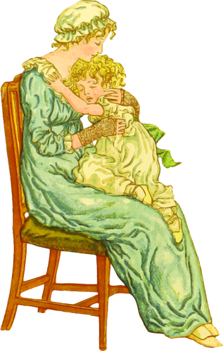 Mother And Child In Vintage Style Clipart