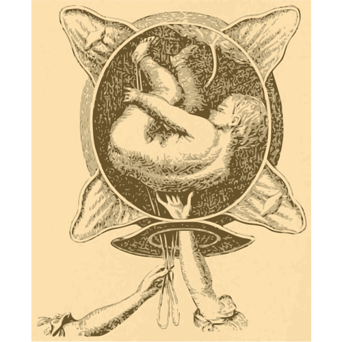 Birth Of A Child Vintage Illustration Clipart