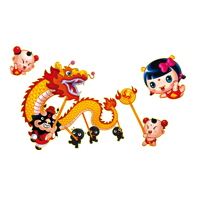 February Chinese Dance Child Dragon Cellon Lion Clipart