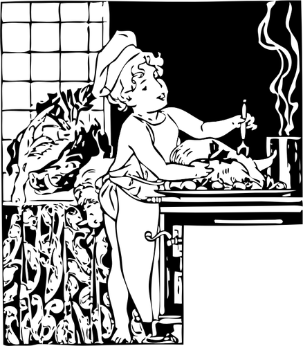 Of A Young Child As A Cooking Chef Clipart
