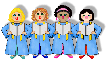 Choir Singing Girls In Blue Shadowed Clipart