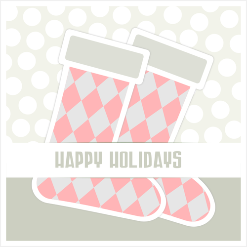 Of Two Christmas Stockings On A Greeting Card Clipart