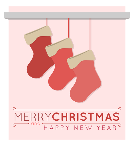Of Three Christmas Stockings On A Greeting Card Clipart