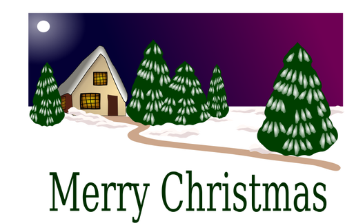 Christmas Card With Winter Scene Clipart