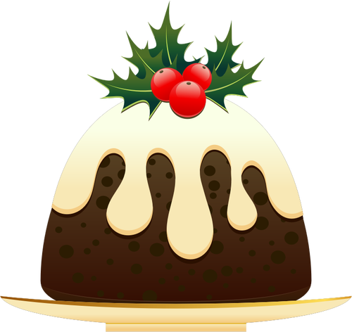Christmas Pudding With Mistletoe Clipart