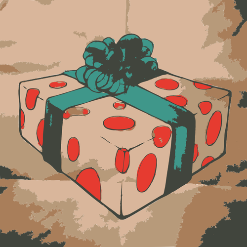 Christmas Present Box With Green Ribbon Clipart