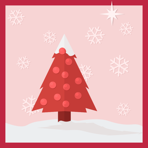Christmas Tree In The Snow Greeting Card Clipart