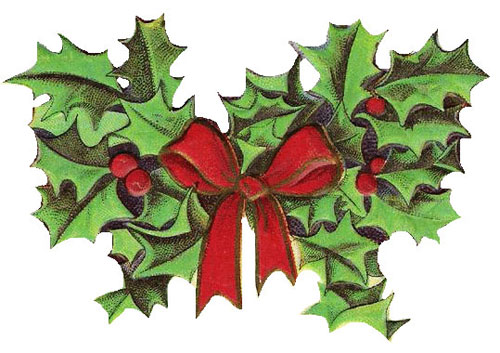 Free Christmas Vintage Holly Transparent Image Clipart