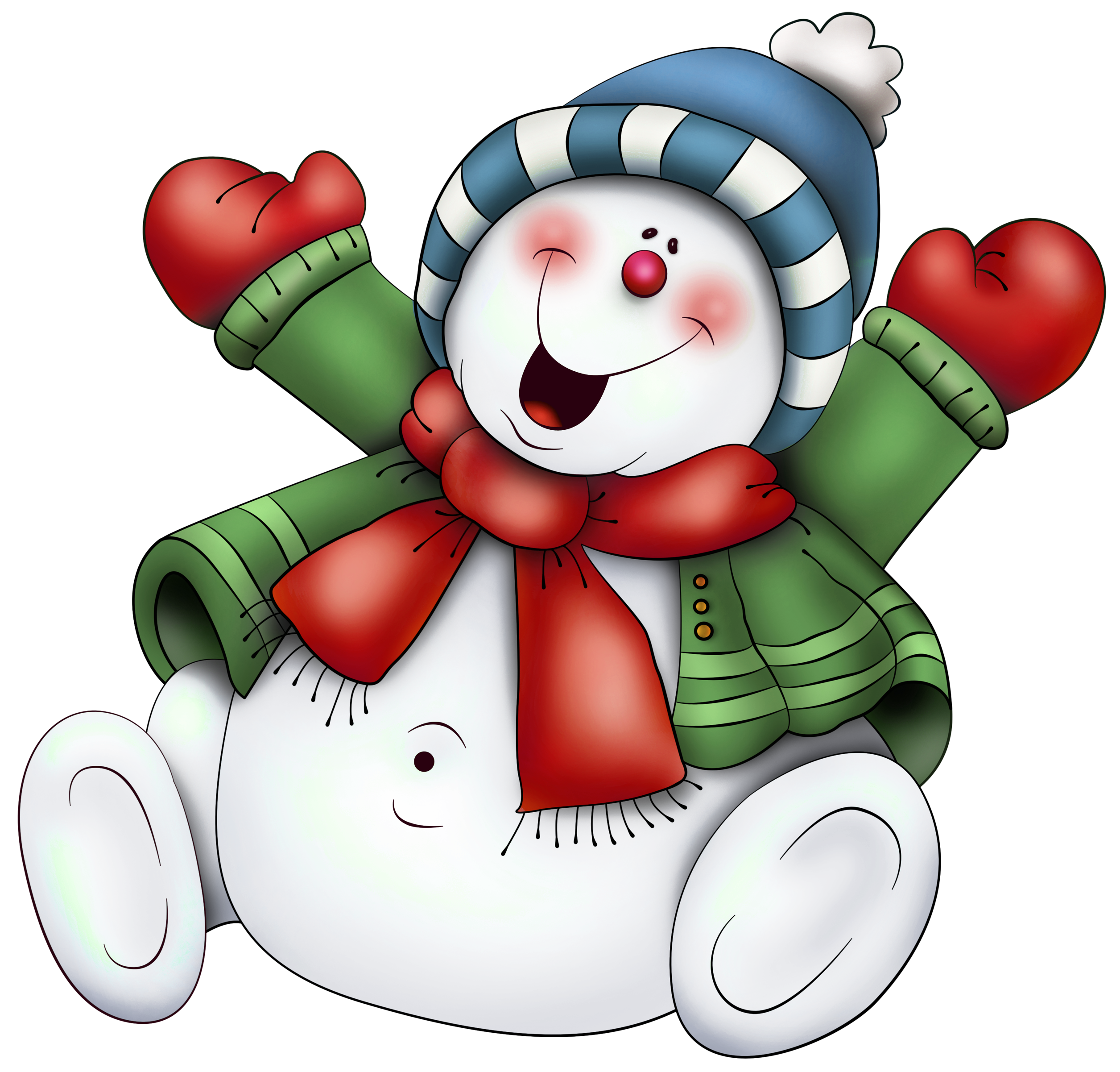 Snowman With Scarf PNG Free Photo Clipart