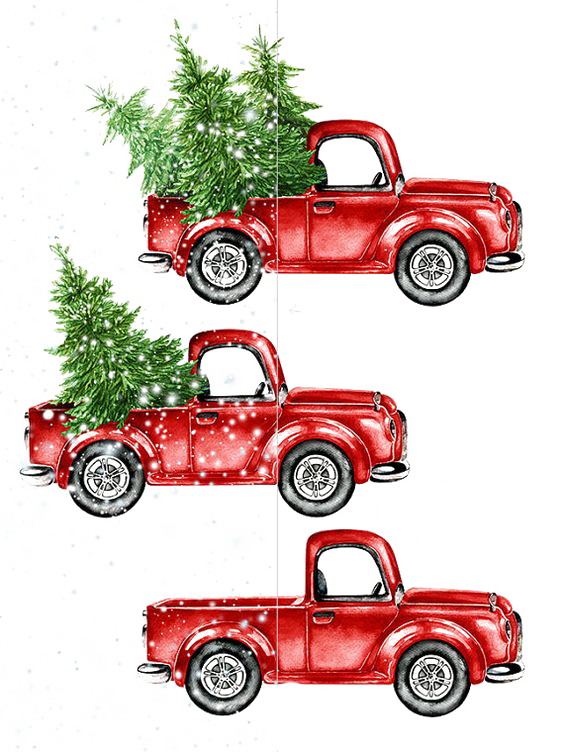 Watercolor Car Painting Christmas Cartoon Free HQ Image Clipart