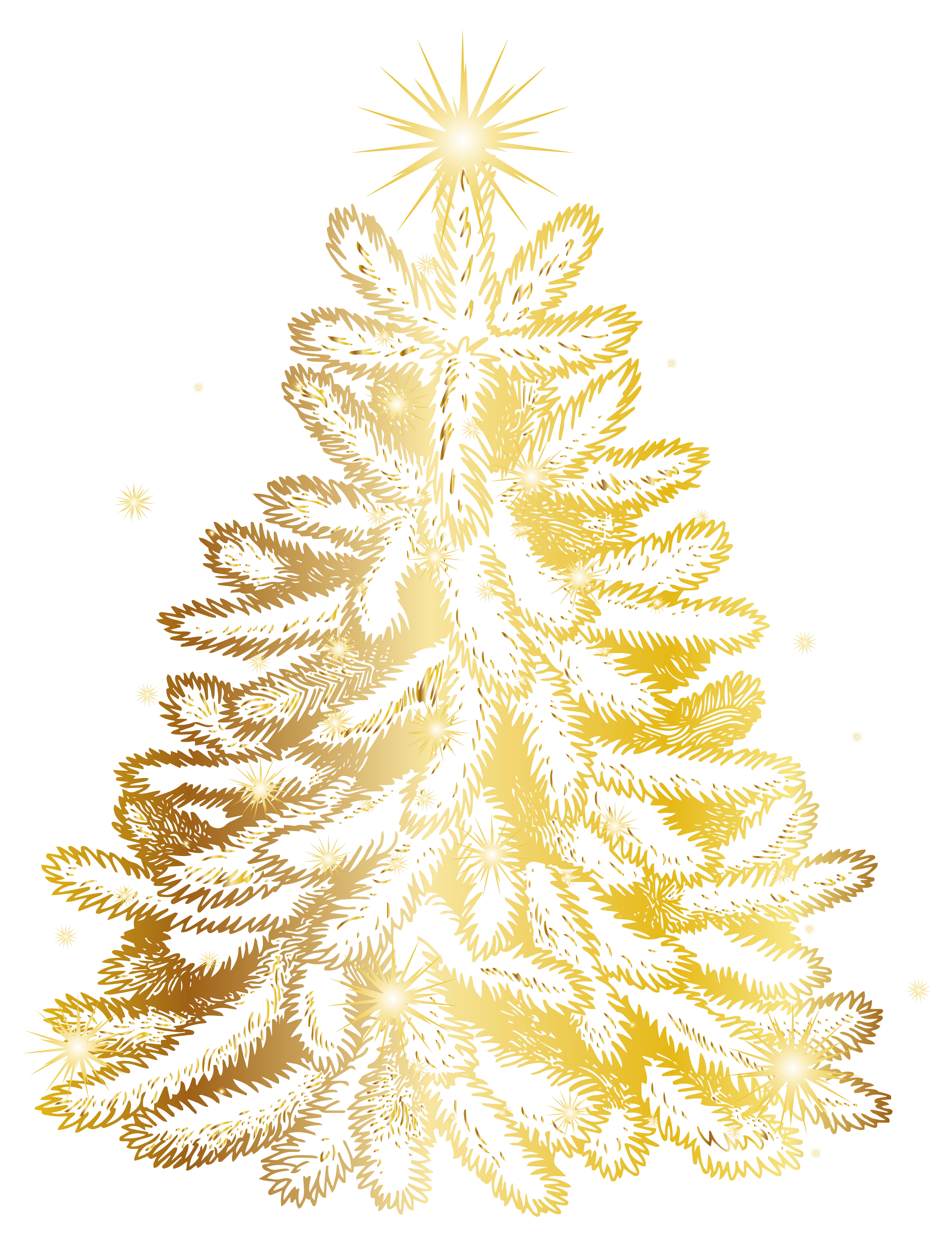 Tree Christmas Gold Transparent PNG Image High Quality Clipart