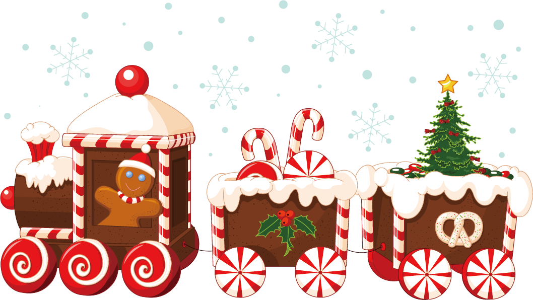 Vector House Claus Train Santa Gingerbread Christmas Clipart