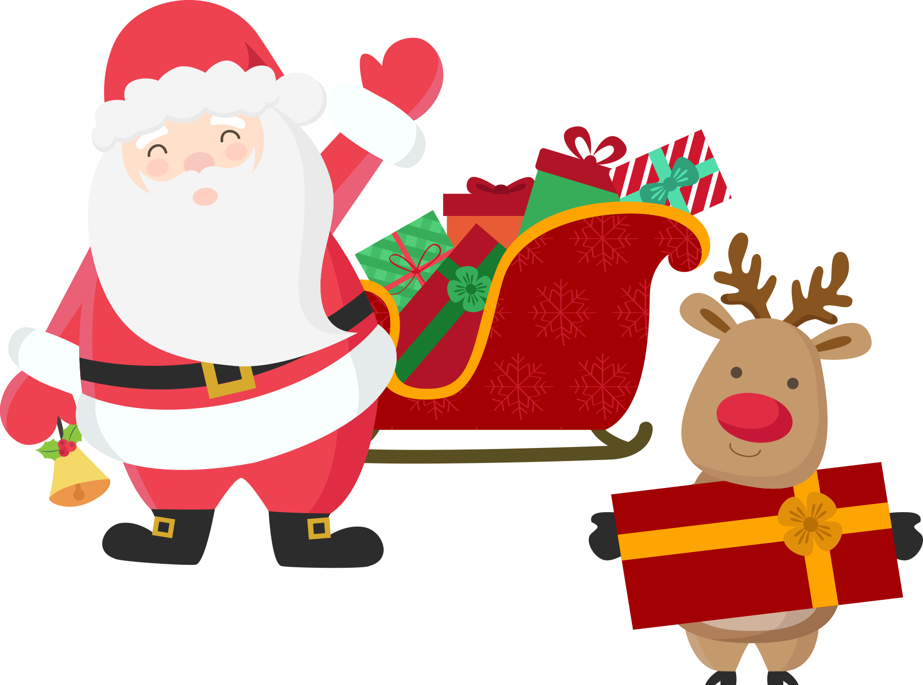 Elk Rudolph Claus Reindeer Claus'S Santa Sleigh Clipart