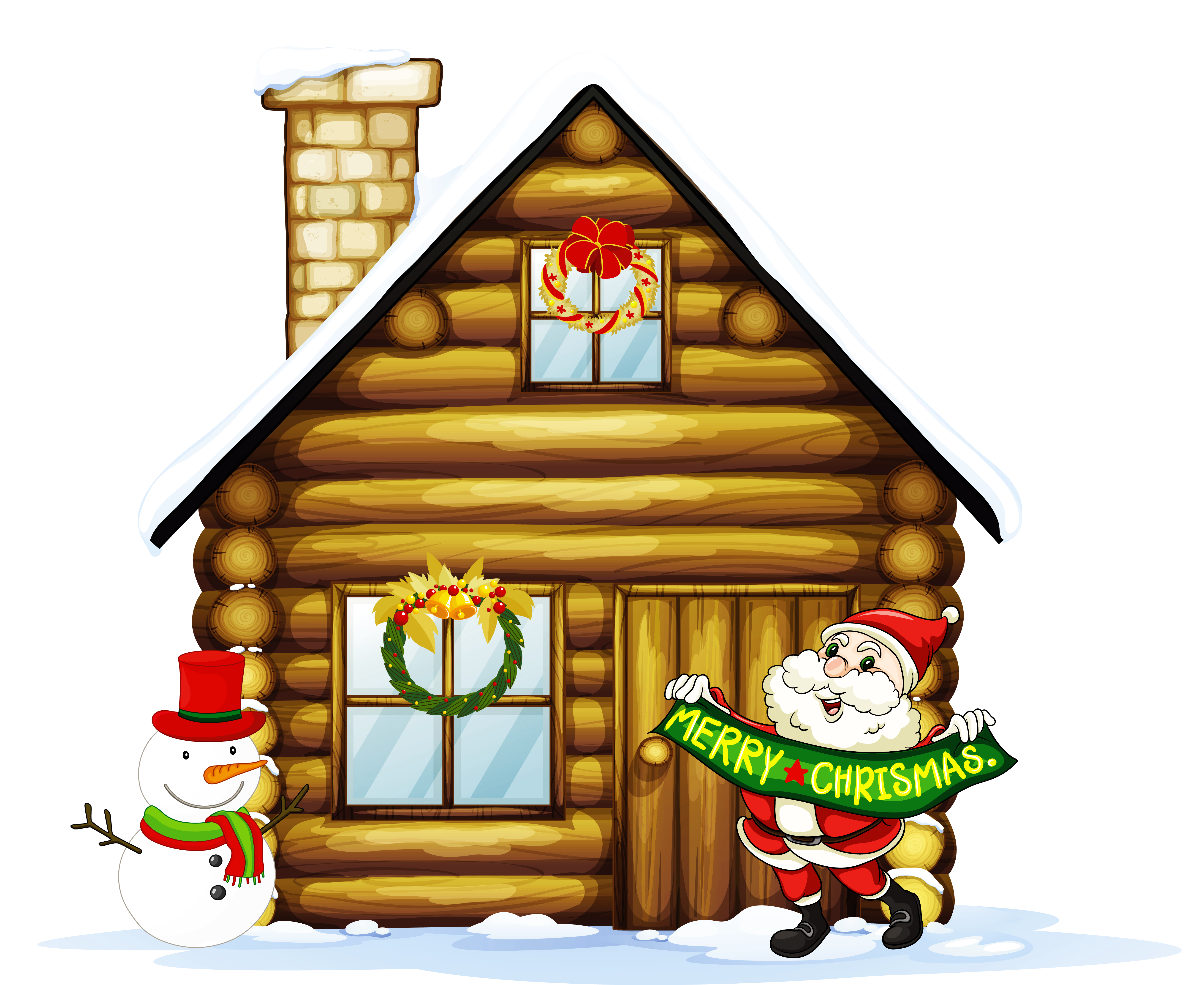 And Snowman House Christmas Santa With Transparent Clipart