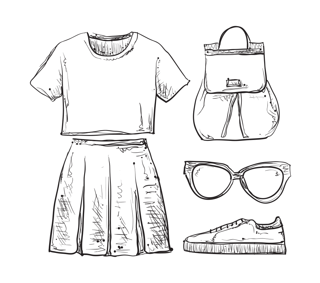 Sketch Clothing Backpack Royalty-Free Pattern Dress Drawing Clipart