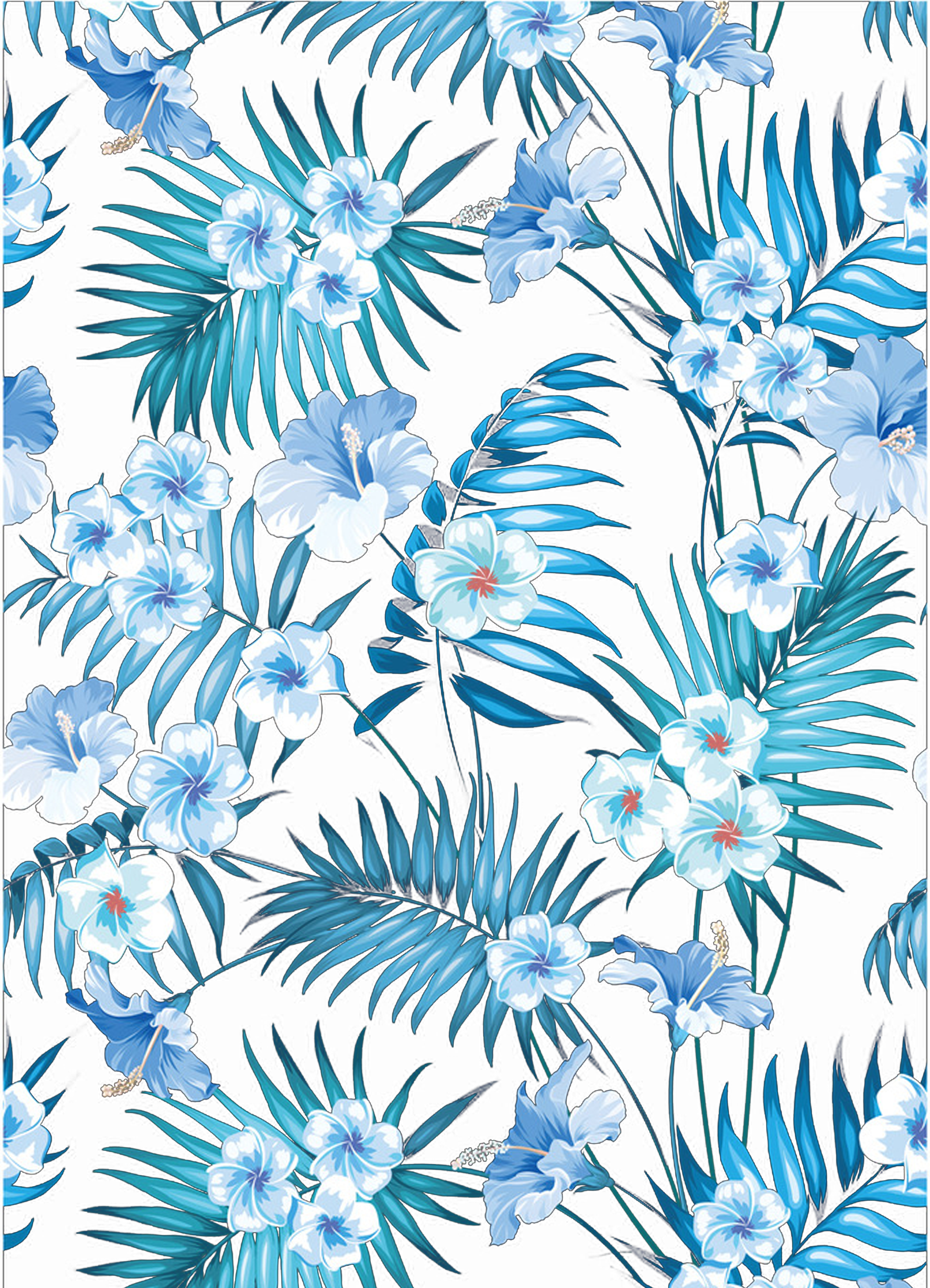 Blue Summer Plant Printing Floral Clothing Clipart