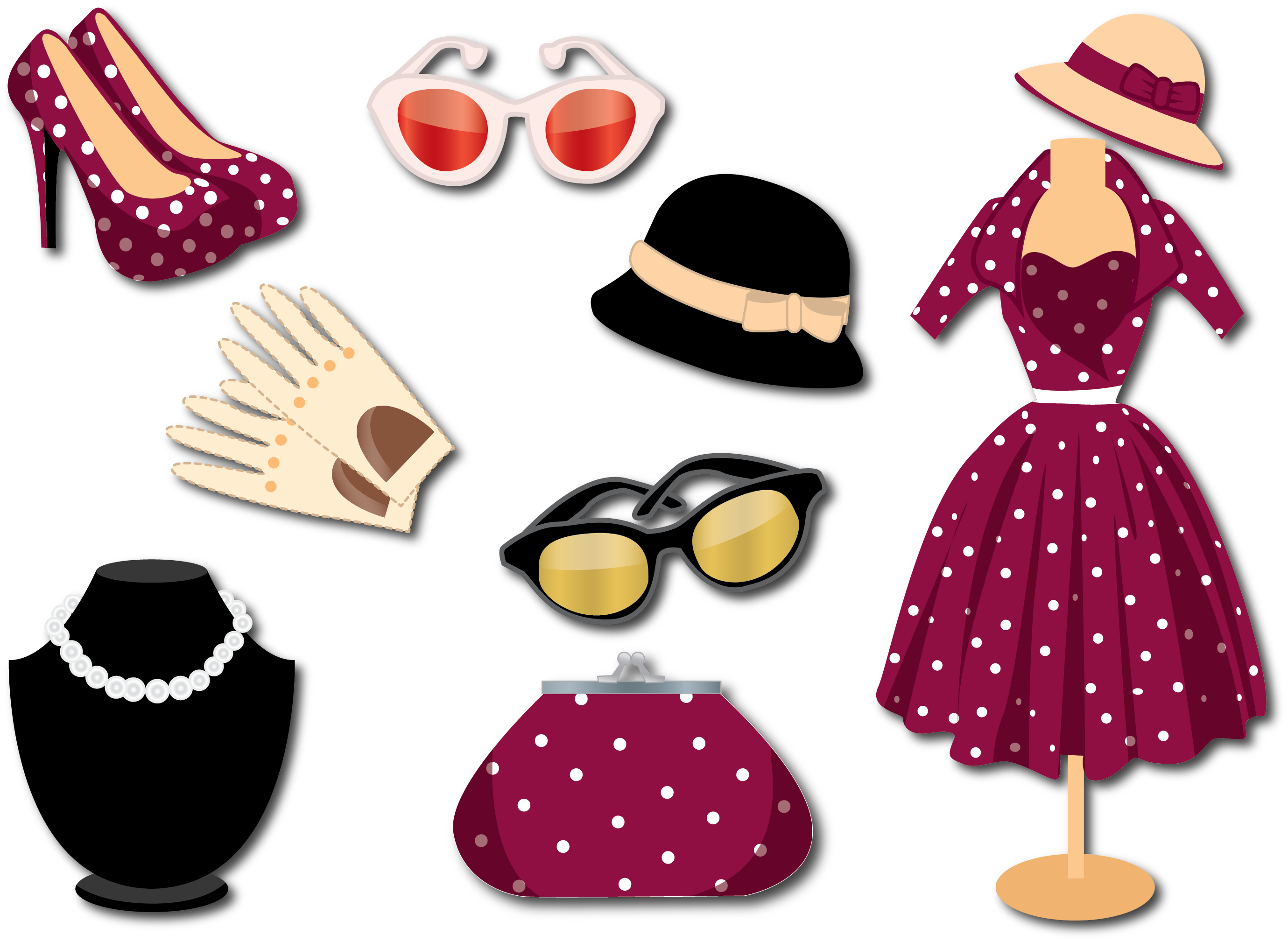 Style Fashion Woman With Vector Retro Clothing Clipart