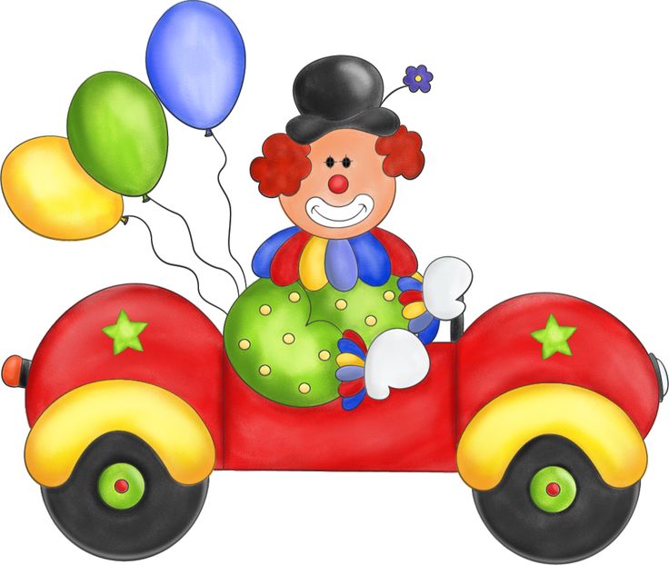 Clown In Car With Balloons Clowns Graphics Clipart