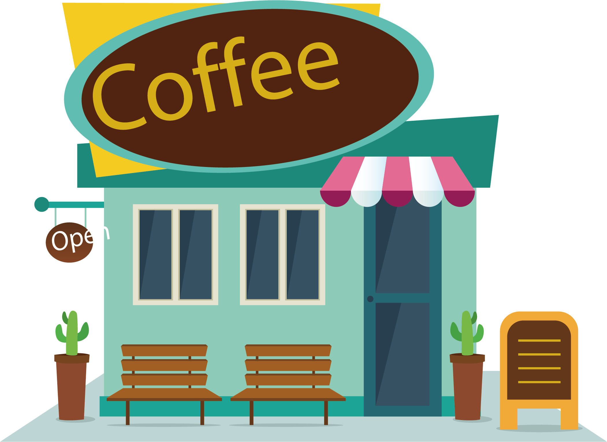 Shop Map Coffee Food Fast Vector Cafe Clipart