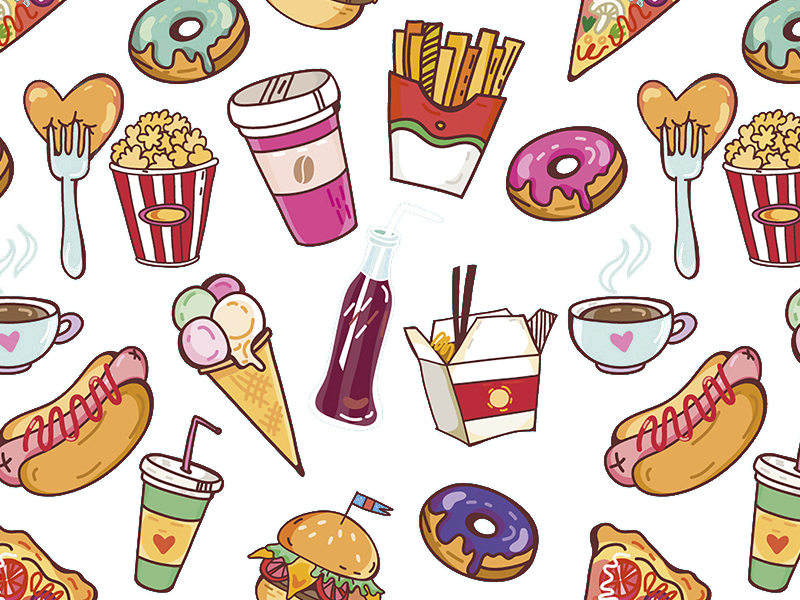 Fork Junk Cream Food Donuts Fries Coffee Clipart