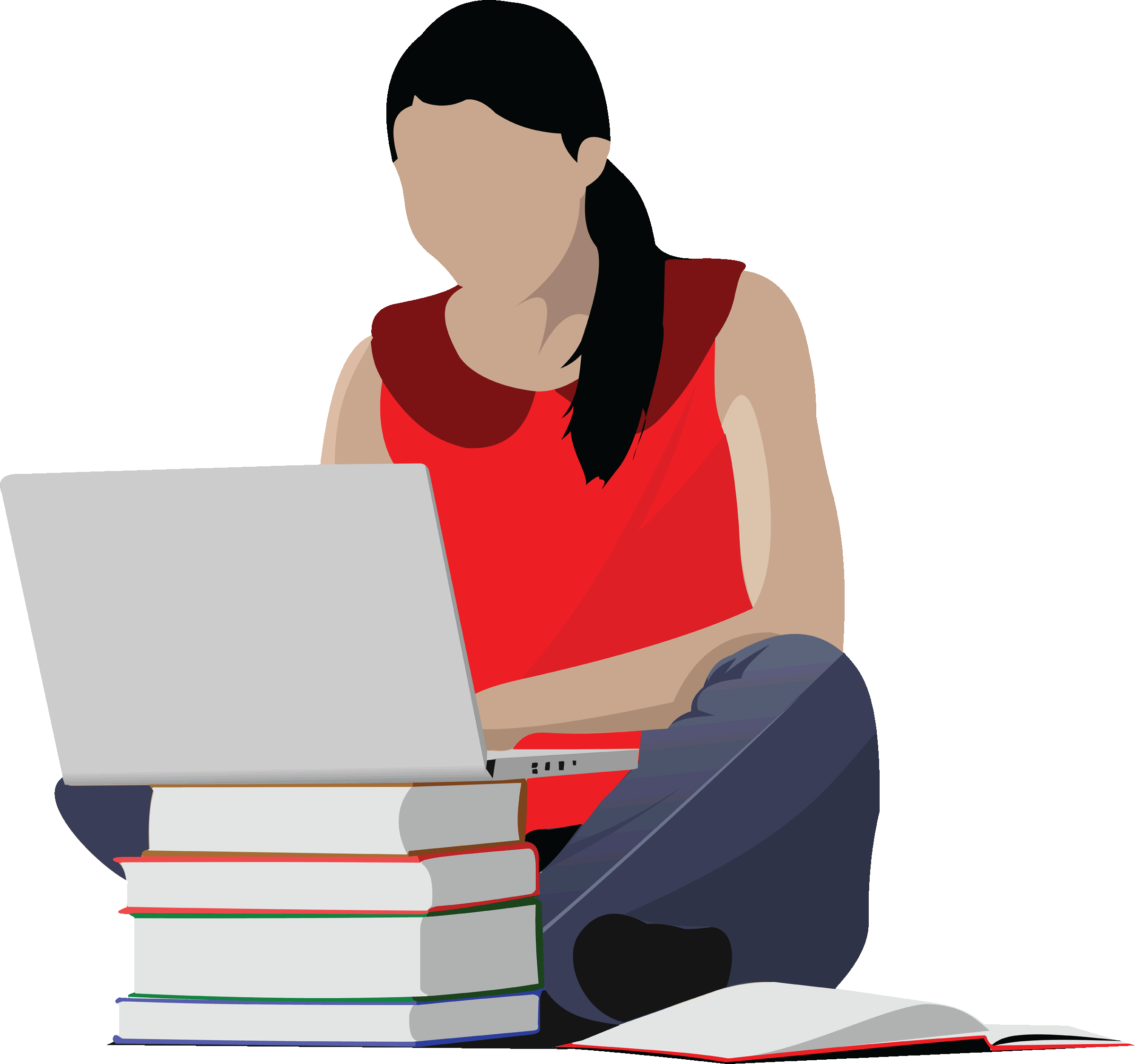 College Girl Studying Kid Png Image Clipart