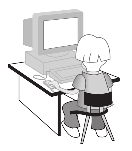 Kid At Computer Table Clipart