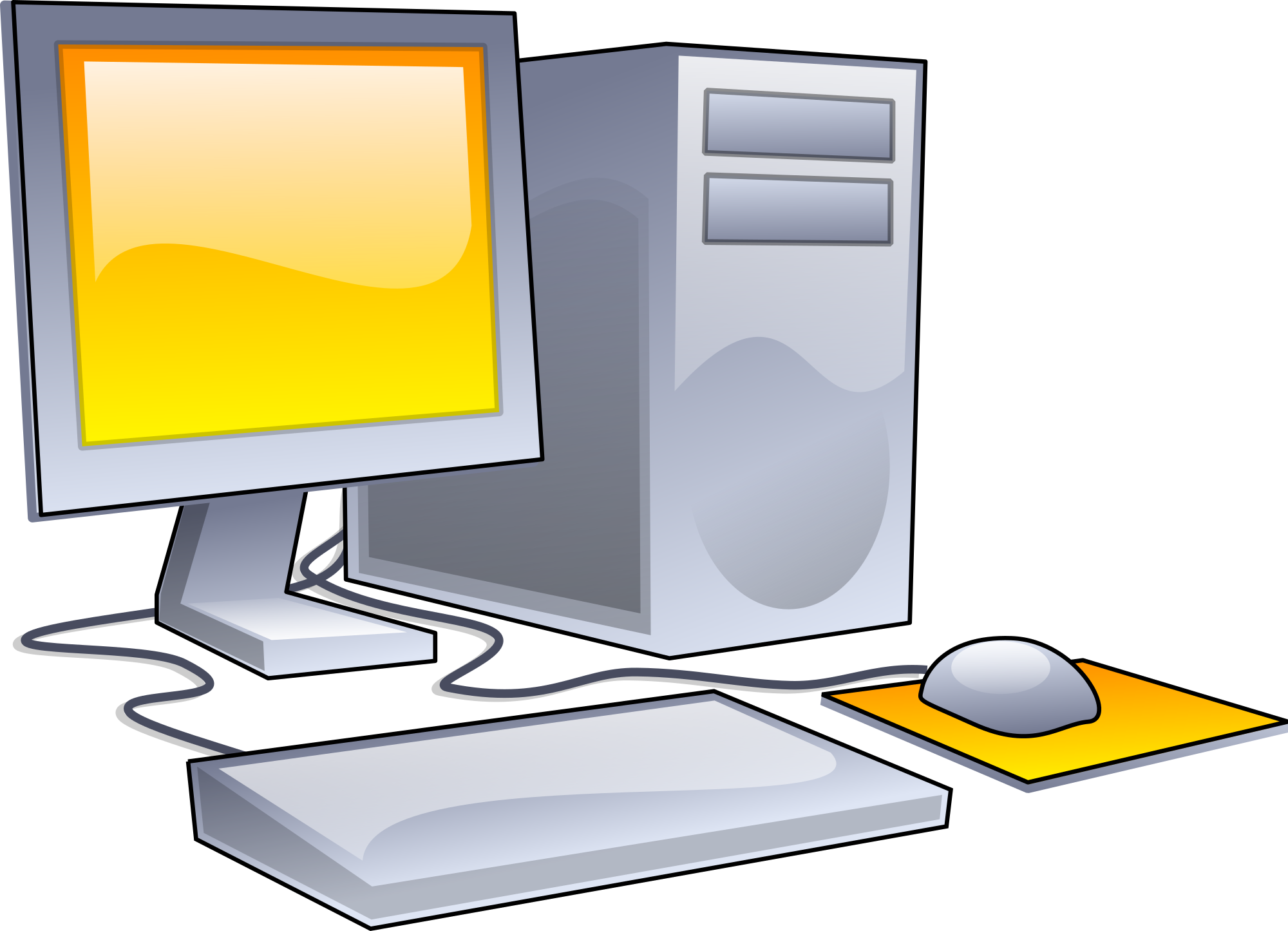 Computer File Desktopputer Yellow Theme Svg Wikimediamons Clipart