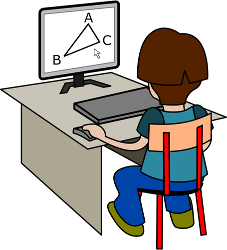 Boy Using Computer Clipart