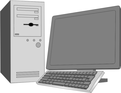 Grayscale Desktop Computer Configuration Clipart