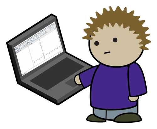 Kid With Math On Laptop Clipart