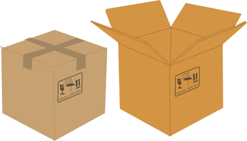 Of Sealed And Open Cardboard Boxes Clipart