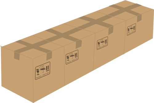 Of 4 Sealed Cardboard Boxes Next To Each Other Clipart