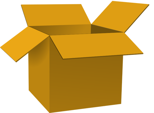 Dark Brown Open Cardboard Box Clipart