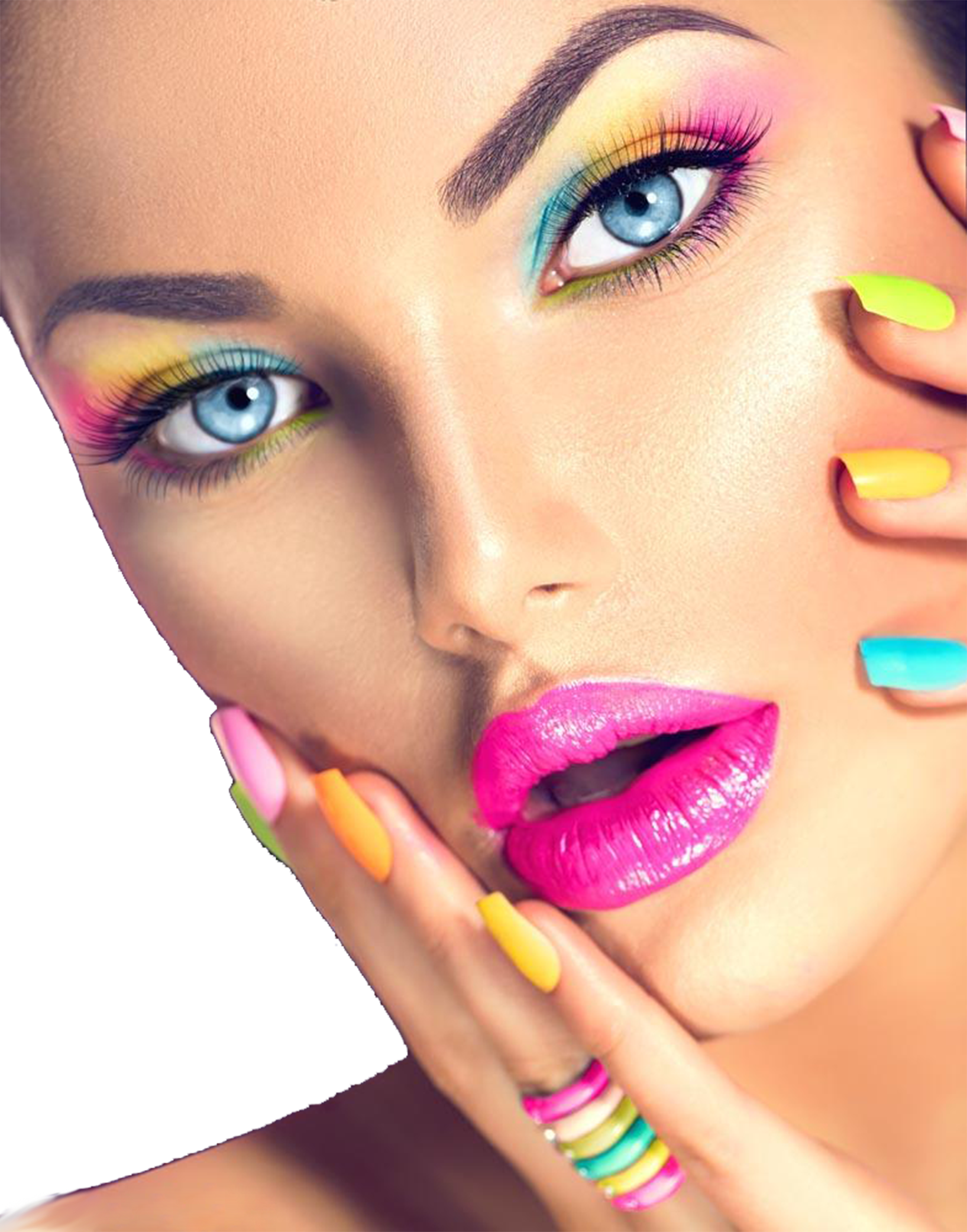 Woman Eye Colorful Beauty Artist Face Closeup Clipart